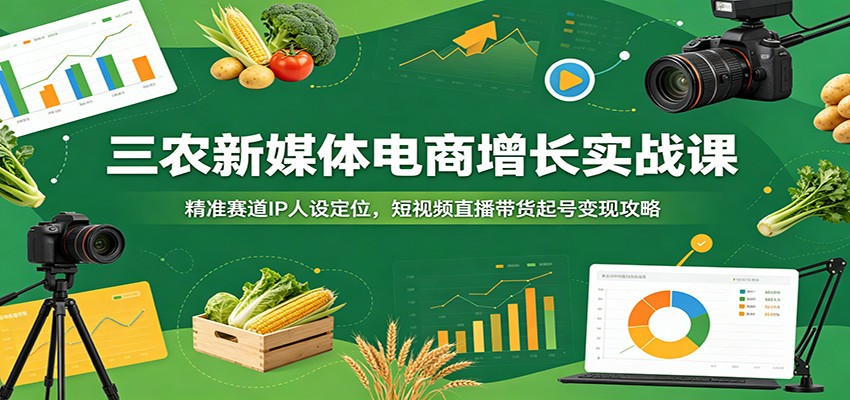 三农新媒体电商增长实战课：精准赛道IP人设定位，短视频直播带货起号变现攻略-800资源网