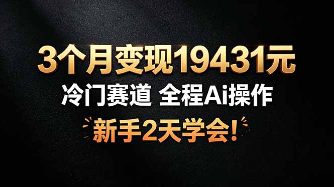 3个月变现19431元，冷门赛道 全程Ai操作，新手2天学会！-800资源网
