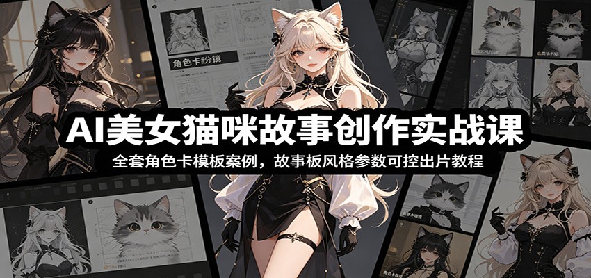 AI美女猫咪故事创作实战课：全套角色卡模板案例，故事板风格参数可控出片教程-800资源网