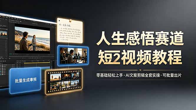 人生感悟赛道短视频教程，零基础轻松上手，AI文案剪辑全套实操可批量出片-800资源网