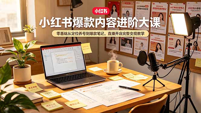 小红书爆款内容进阶大课，零基础从定位养号到爆款笔记，直播开店完整变现教学-800资源网