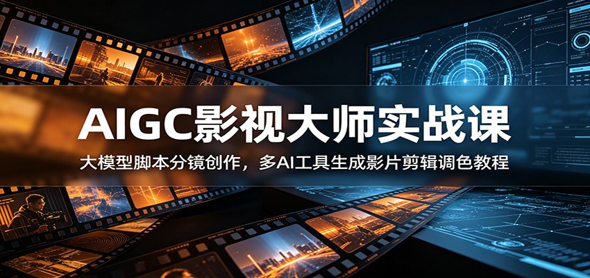 AIGC影视大师实战课：大模型脚本分镜创作，多AI工具生成影片剪辑调色教程-800资源网
