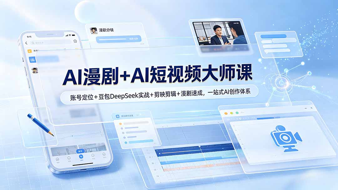 AI漫剧+AI短视频大师课：账号定位+豆包DeepSeek实战+剪映剪辑+漫剧速成，一站式AI创作体系-800资源网