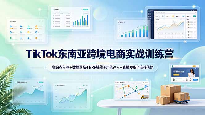 TikTok东南亚跨境电商实战训练营：多站点入驻+数据选品+ERP铺货+广告达人+直播发货全流程落地-800资源网
