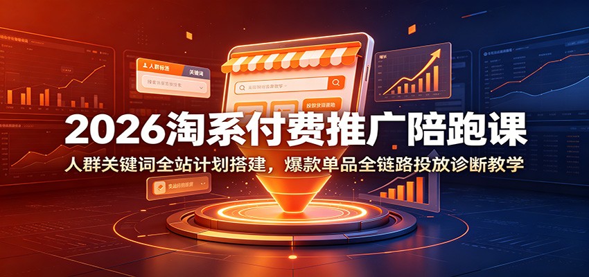 2026淘系付费推广陪跑课：人群关键词全站计划搭建，爆款单品全链路投放诊断教学-800资源网