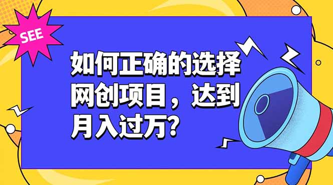 如何正确的选择网创项目，达到月入过万？，本课程教你正确选择项目。-800资源网