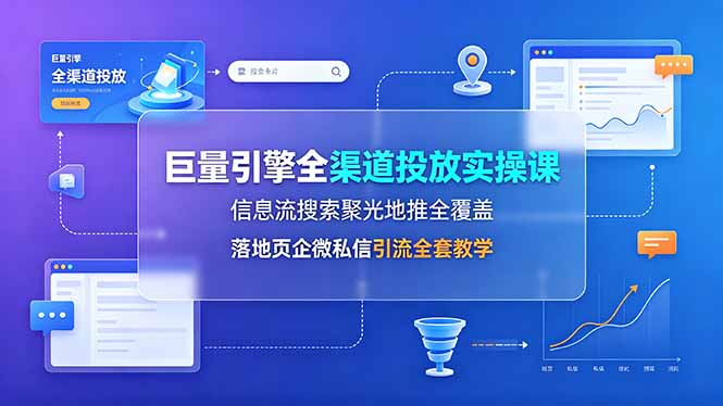 巨量引擎全渠道投放实操课,信息流搜索聚光地推全覆盖,落地页企微私信引流全套教学-800资源网