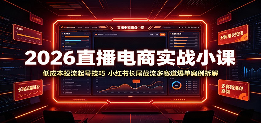 2026直播电商实战小课:低成本投流起号技巧,小红书长尾截流多赛道爆单案例拆解-800资源网