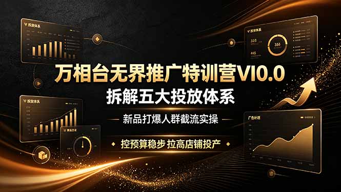 万相台无界推广特训营VI0.0,拆解五大投放体系,新品打爆人群截流实操,控预算稳步拉高店铺投产-800资源网
