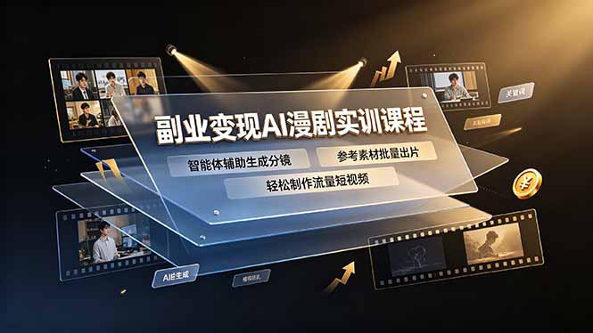 副业变现AI漫剧实训课程,智能体辅助生成分镜,参考素材批量出片,轻松制作流量短视频-800资源网