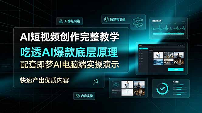 AI短视频创作完整教学，吃透AI爆款底层原理，配套即梦AI电脑端实操演示，快速产出优质内容-800资源网