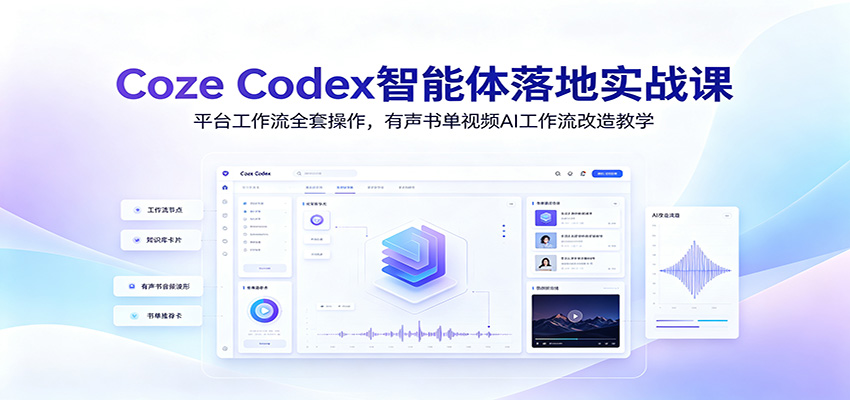 Coze Codex智能体落地实战课:平台工作流全套操作,有声书单视频AI工作流改造教学-800资源网