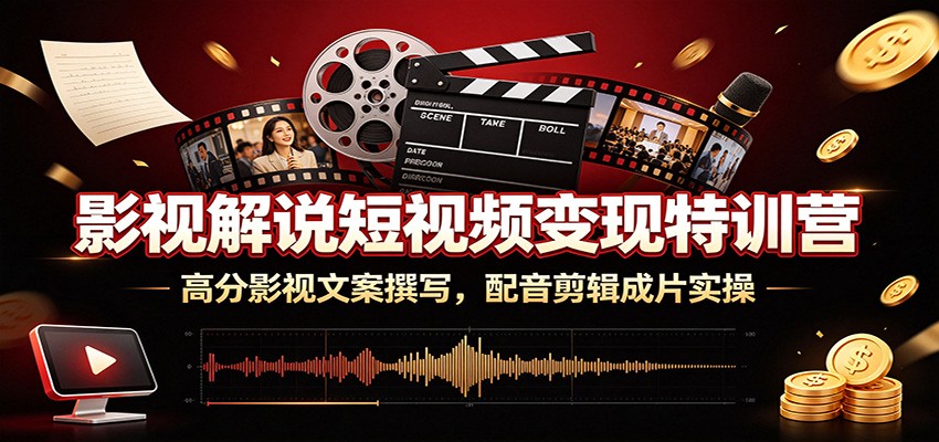影视解说短视频变现特训营:高分影视文案撰写,配音剪辑成片实操-800资源网