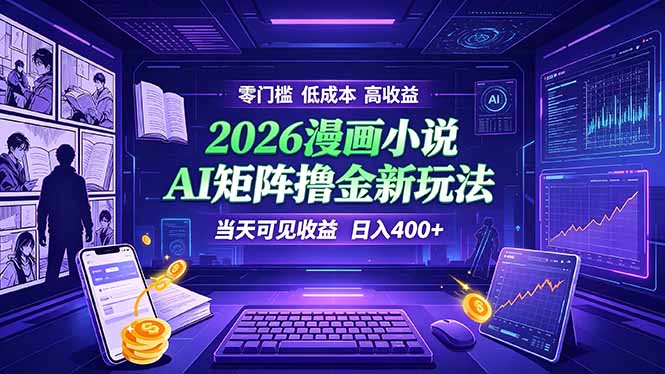 爆款小说漫画大阅读 ai矩阵操作 当天可见收益 日入400+ 零门槛 高收益-800资源网
