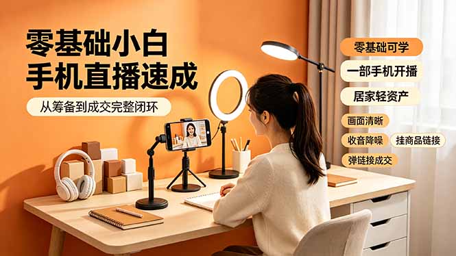 零基础小白手机直播速成,从筹备到成交完整闭环,适配苹果安卓系统,解决杂音卡顿留人难问题-800资源网