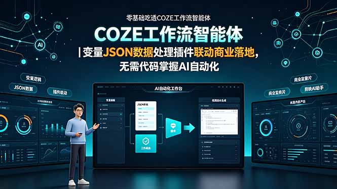 零基础吃透COZE工作流智能体｜变量JSON数据处理插件联动商业落地，无需代码掌握AI自动化-800资源网