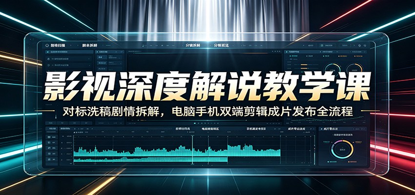 影视深度解说教学课：对标洗稿剧情拆解，电脑手机双端剪辑成片发布全流程-800资源网