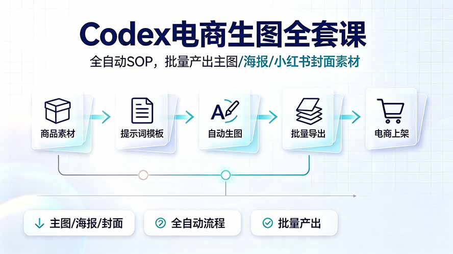 Codex电商生图全套课|全自动SOP,批量产出主图/海报/小红书封面素材-800资源网