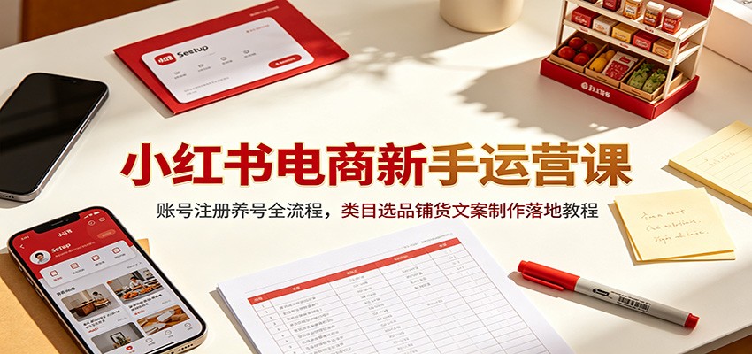 小红书电商新手运营课:账号注册养号全流程,类目选品铺货文案制作落地教程-800资源网