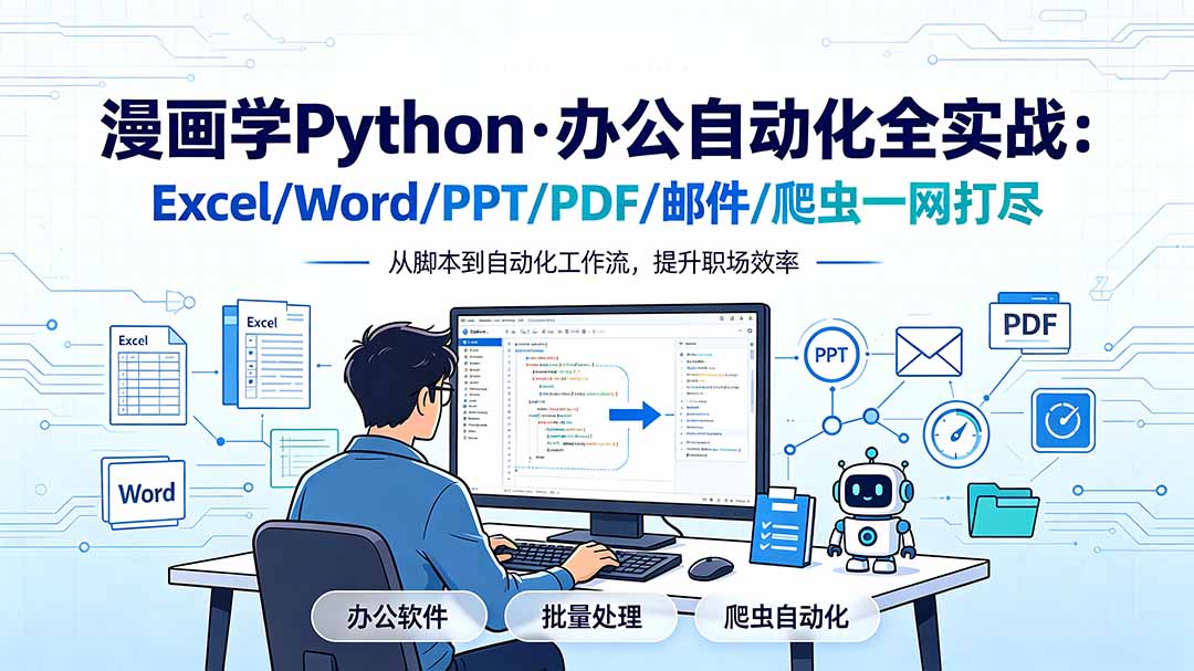 漫画学Python·办公自动化全实战:Excel/Word/PPT/PDF/邮件/爬虫一网打尽-800资源网