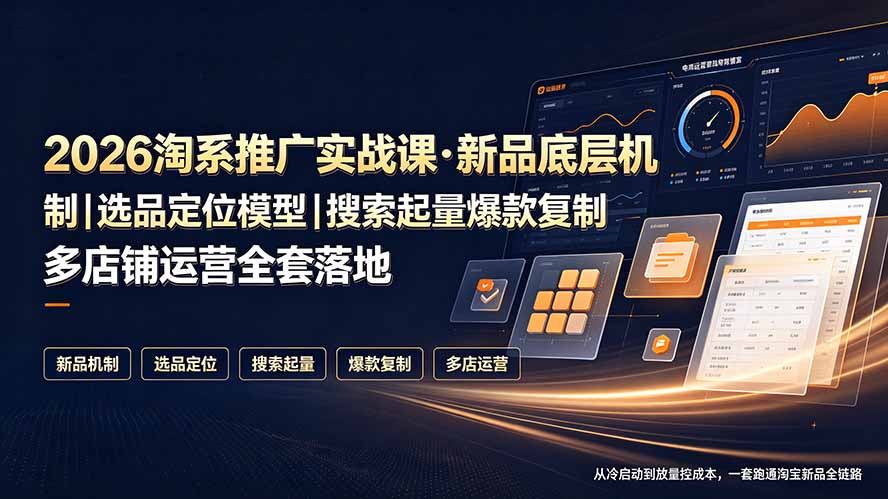 2026淘系推广实战课·新品底层机制|选品定位模型|搜索起量爆款复制多店铺运营全套落地教程-800资源网