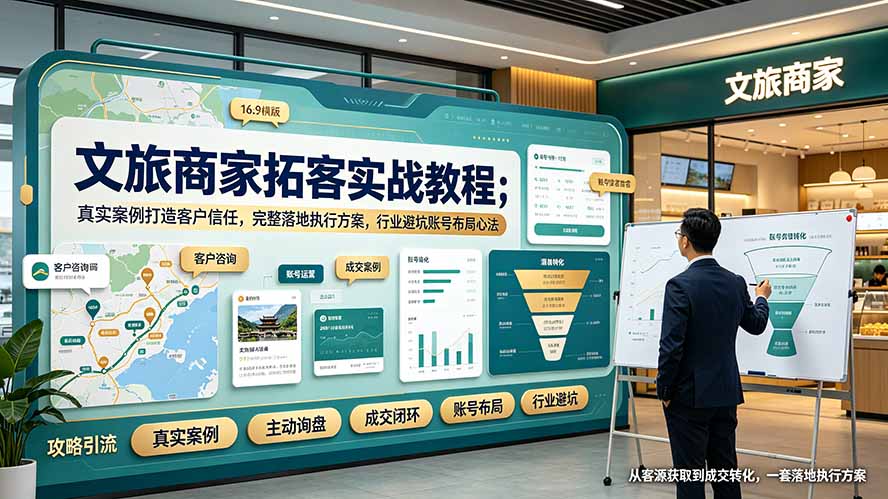 文旅商家拓客实战教程;真实案例打造客户信任,完整落地执行方案,行业避坑账号布局心法-800资源网