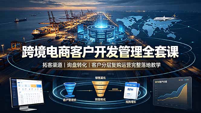 跨境电商客户开发管理全套课·拓客渠道|询盘转化|客户分层复购运营完整落地教学-800资源网