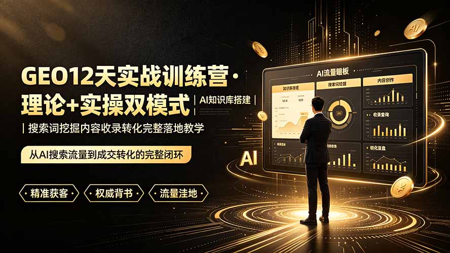 GEO12天实战训练营·理论+实操双模式｜AI知识库搭建｜搜索词挖掘内容收录转化完整落地教学-800资源网