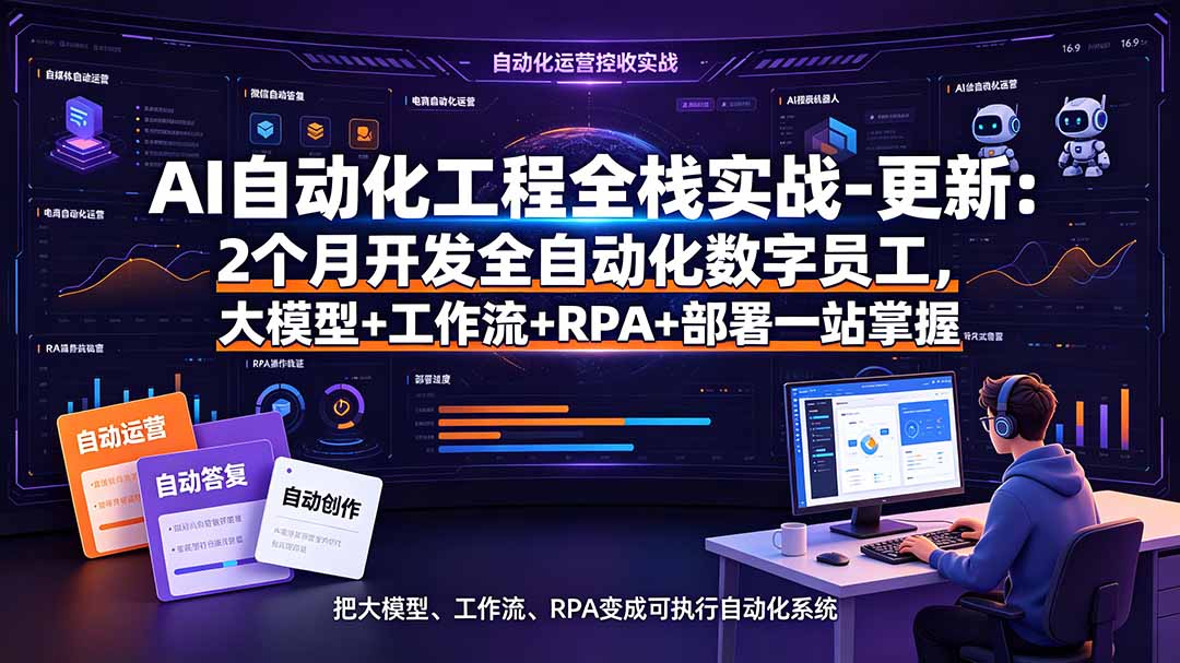 AI自动化工程全栈实战-更新：2个月开发全自动化数字员工，大模型+工作流+RPA+部署一站式掌握-800资源网