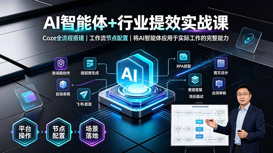 AI智能体+行业提效实战课·Coze全流程搭建｜工作流节点配置｜将AI智能体应用于实际工作的完整能力-800资源网