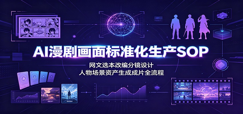 AI漫剧画面标准化生产SOP：网文选本改编分镜设计，人物场景资产生成成片全流程-800资源网