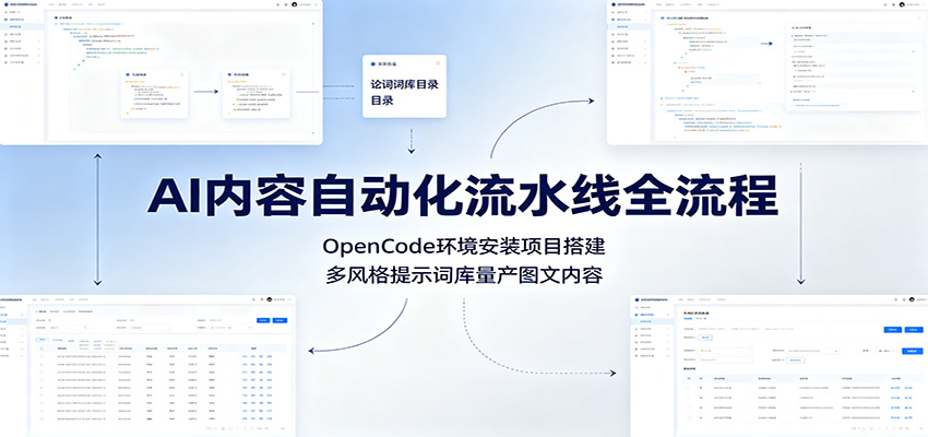 AI内容自动化流水线全流程:OpenCode环境安装项目搭建,多风格提示词库量产图文内容-800资源网