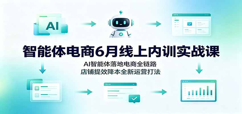 智能体电商6月线上内训实战课:AI智能体落地电商全链路,店铺提效降本全新运营打法-800资源网
