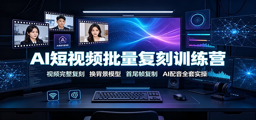 AI短视频批量复刻训练营:视频完整复刻,换背景模型、首尾帧复制、AI配音全套实操-800资源网