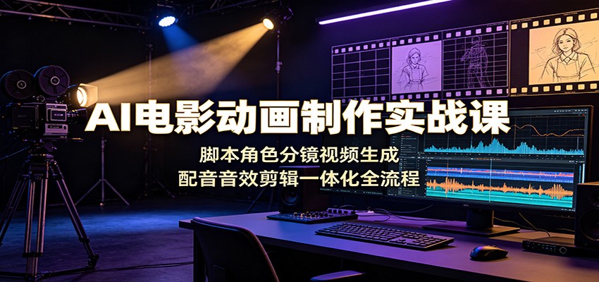 AI电影动画制作实战课:脚本角色分镜视频生成,配音音效剪辑一体化全流程-800资源网