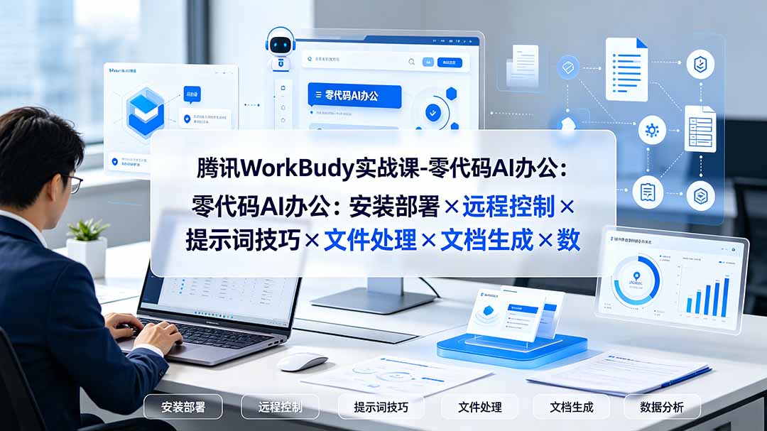 腾讯WorkBuddy实战课-零代码AI办公：安装部署×远程控制×提示词技巧×文件处理×文档生成×数据分析-800资源网