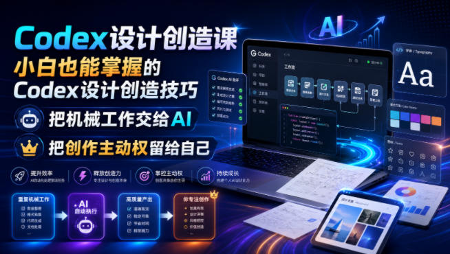 Codex设计创造课,小白也能掌握的Codex设计创造技巧,把机械工作交给AI,把创作主动权留给自己-800资源网