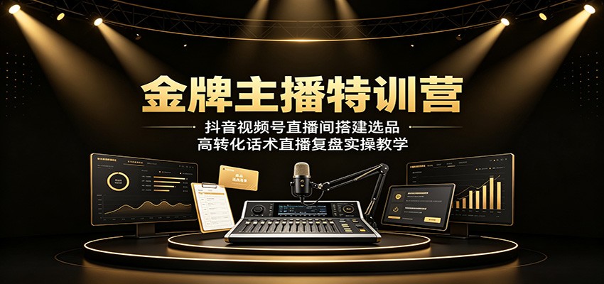 金牌主播特训营：抖音视频号直播间搭建选品，高转化话术直播复盘实操教学-800资源网
