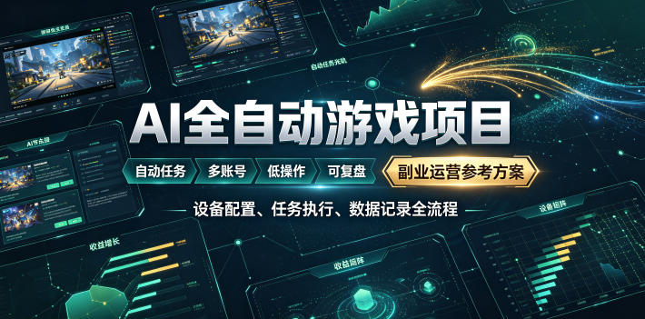 AI全自动游戏躺賺副业:日入几百,稳定运行三年的项目!-800资源网