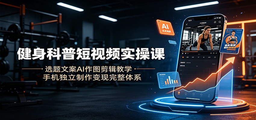 健身科普短视频实操课:选题文案AI作图剪辑教学,手机独立制作变现完整体系-800资源网