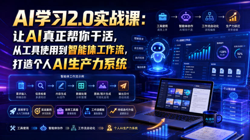 AI学习2.0实战课:让AI真正帮你干活,从工具使用到智能体工作流,打造个人AI生产力系统-800资源网