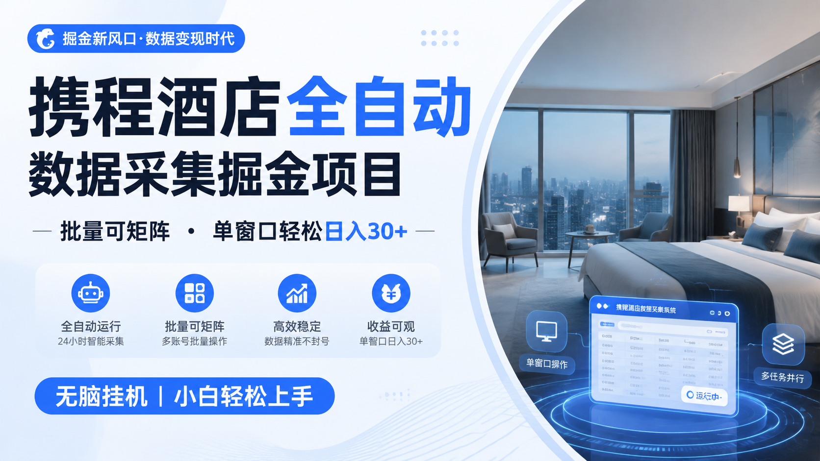 携程酒店全自动数据采集掘金 批量可矩阵 单窗口轻松日入30+-800资源网