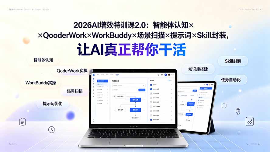 2026AI增效特训课2.0：智能体认知×QoderWork×WorkBuddy×场景扫描×提示词×Skill封装，让AI真正帮你干活-800资源网