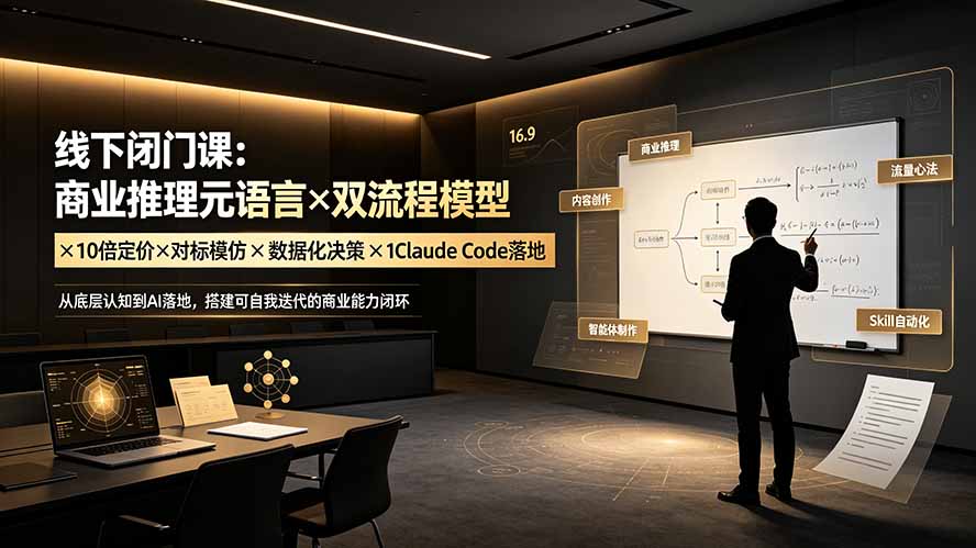 线下闭门课:商业推理元语言×双流程模型×10倍定价×对标模仿×数据化决策×Claude Code落地,击穿认知盲区-800资源网