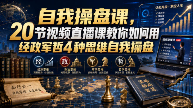 自我操盘课,20节视频直播课教你如何用经政军哲4种思维自我操盘-800资源网
