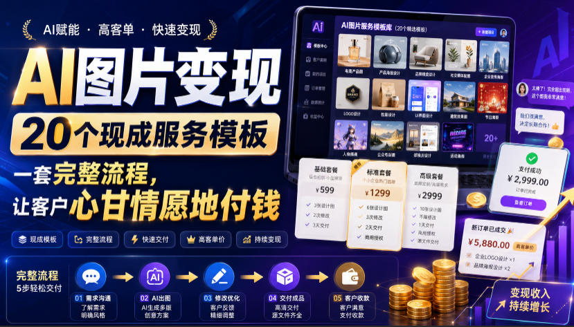 AI图片变现，20个现成服务模板，一套完整流程，让客户心甘情愿地付钱【原创双语字幕】-800资源网