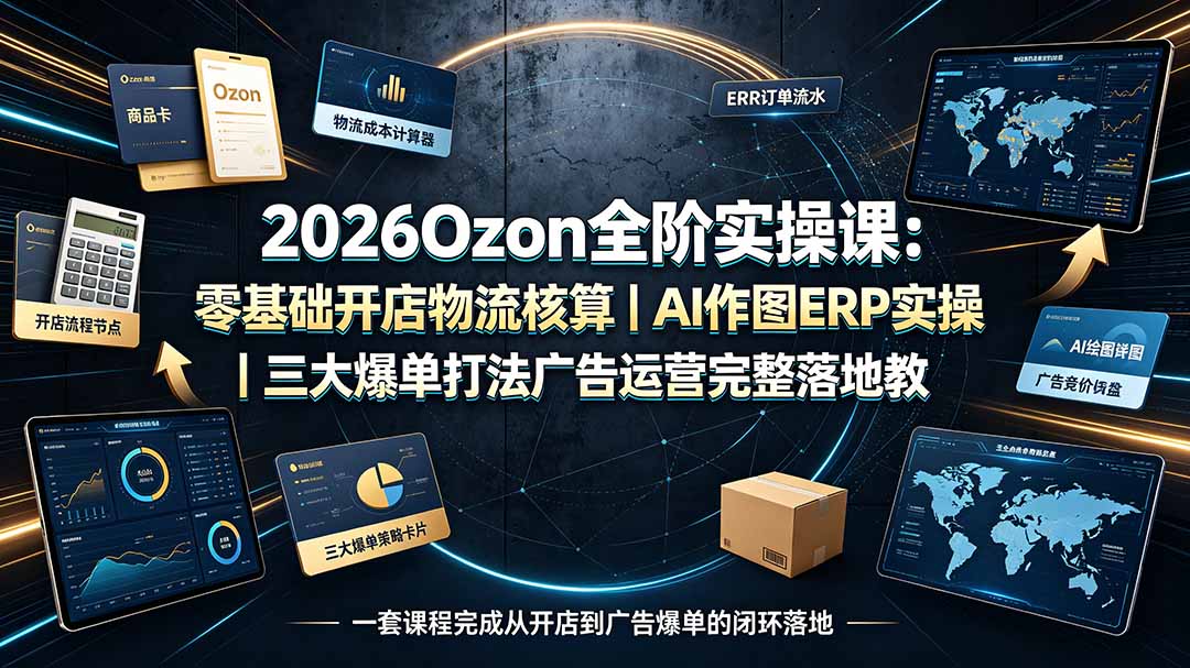 2026Ozon全阶实操课:零基础开店物流核算|AI作图ERP实操|三大爆单打法广告运营完整落地教程-800资源网