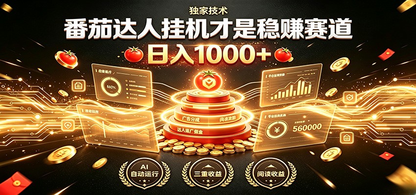 别再瞎找副业!番茄达人挂机才是稳赚赛道 日入1000+-800资源网
