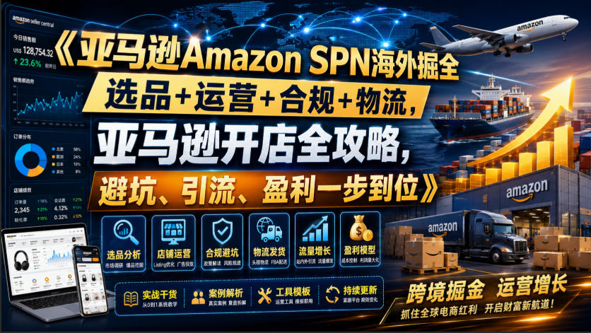 亚马逊Amazon SPN海外掘全,选品+运营+合规+物流,亚马逊开店全攻略,避坑、引流、盈利一步到位-800资源网