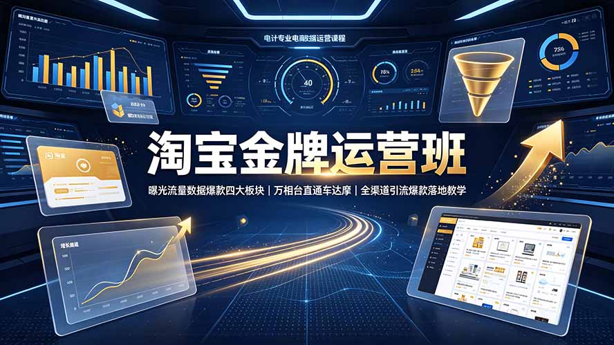 淘宝金牌运营班-7月:曝光流量数据爆款四大板块|万相台直通车达摩|全渠道引流爆款落地教学-800资源网